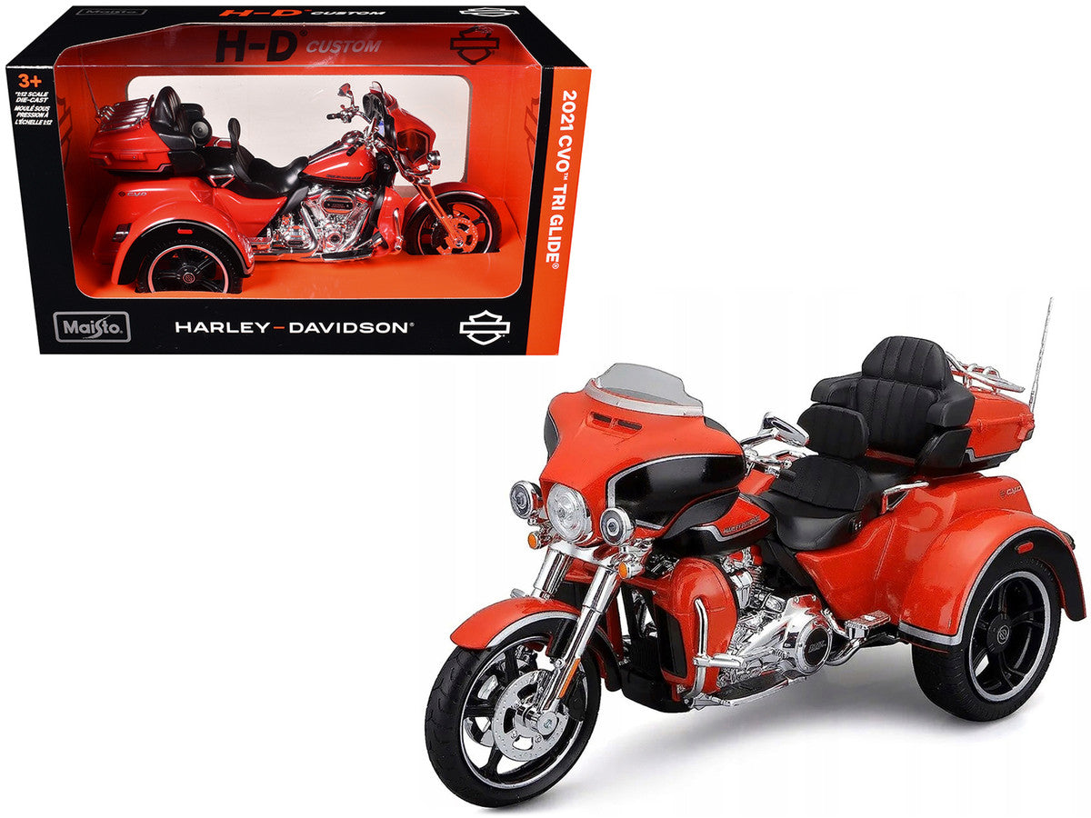 2021 Harley Davidson CVO Tri Glide Motorcycle Orange "H-D Custom" 1/12 Diecast Model by Maisto-4