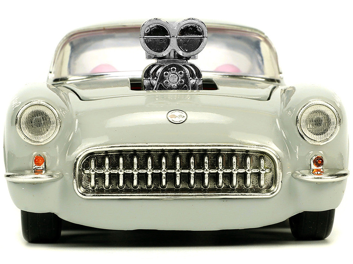 1957 Chevrolet Corvette Beige with Pink Interior with Bugs Bunny Figure "Looney Tunes" "Hollywood Rides" Series 1/24 Diecast Model Car by Jada-3