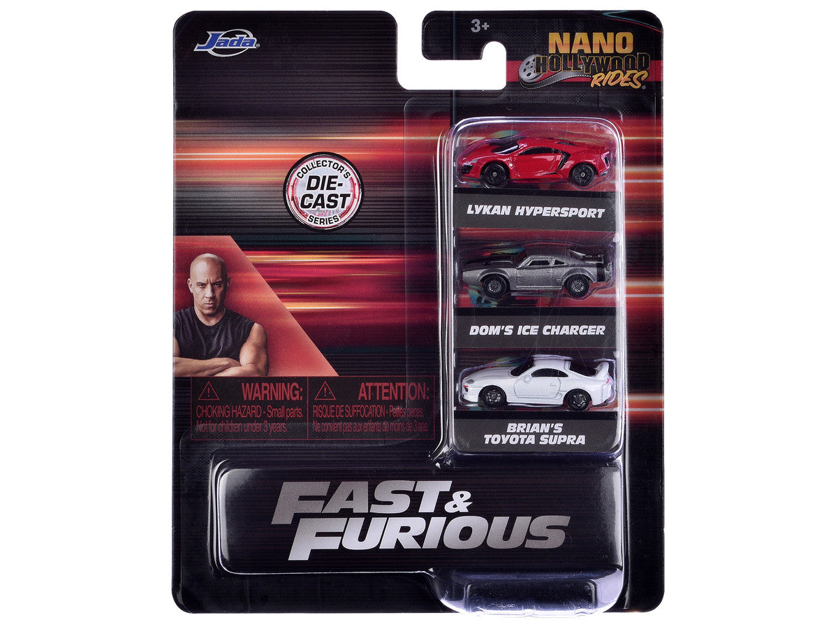 "Fast & Furious" Movie 3 piece Set Series 4 "Nano Hollywood Rides" Series Diecast Model Cars by Jada-2
