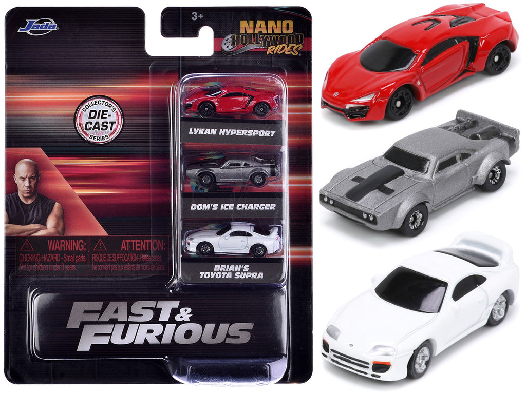 "Fast & Furious" Movie 3 piece Set Series 4 "Nano Hollywood Rides" Series Diecast Model Cars by Jada-0