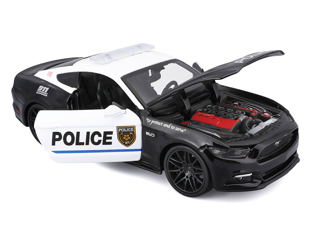 2015 Ford Mustang GT 5.0 "Police" Black and White "Authority" Series 1/24 Diecast Model Car by Maisto-2