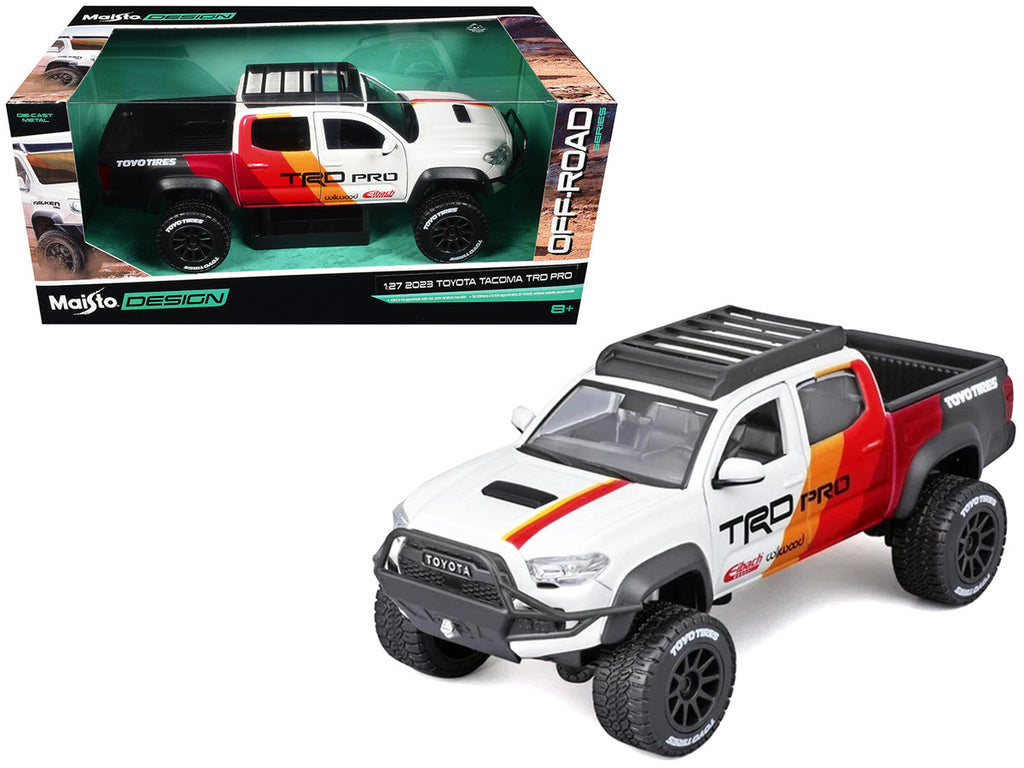 2023 Toyota Tacoma TRD PRO Off Road Pickup Truck White with Graphics and Roof Rack "Maisto Design" Series 1/27 Diecast Model Car Maisto-4
