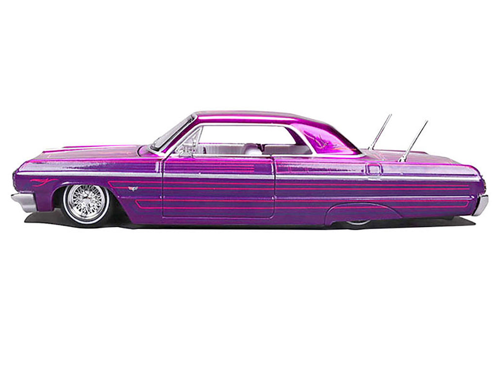 1964 Chevrolet Impala SS Lowrider Candy Purple with Graphics and White Interior "Lowriders" "Maisto Design" Series 1/26 Diecast Model Car by Maisto-0