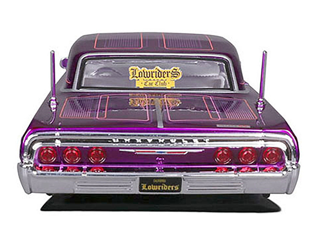 1964 Chevrolet Impala SS Lowrider Candy Purple with Graphics and White Interior "Lowriders" "Maisto Design" Series 1/26 Diecast Model Car by Maisto-3