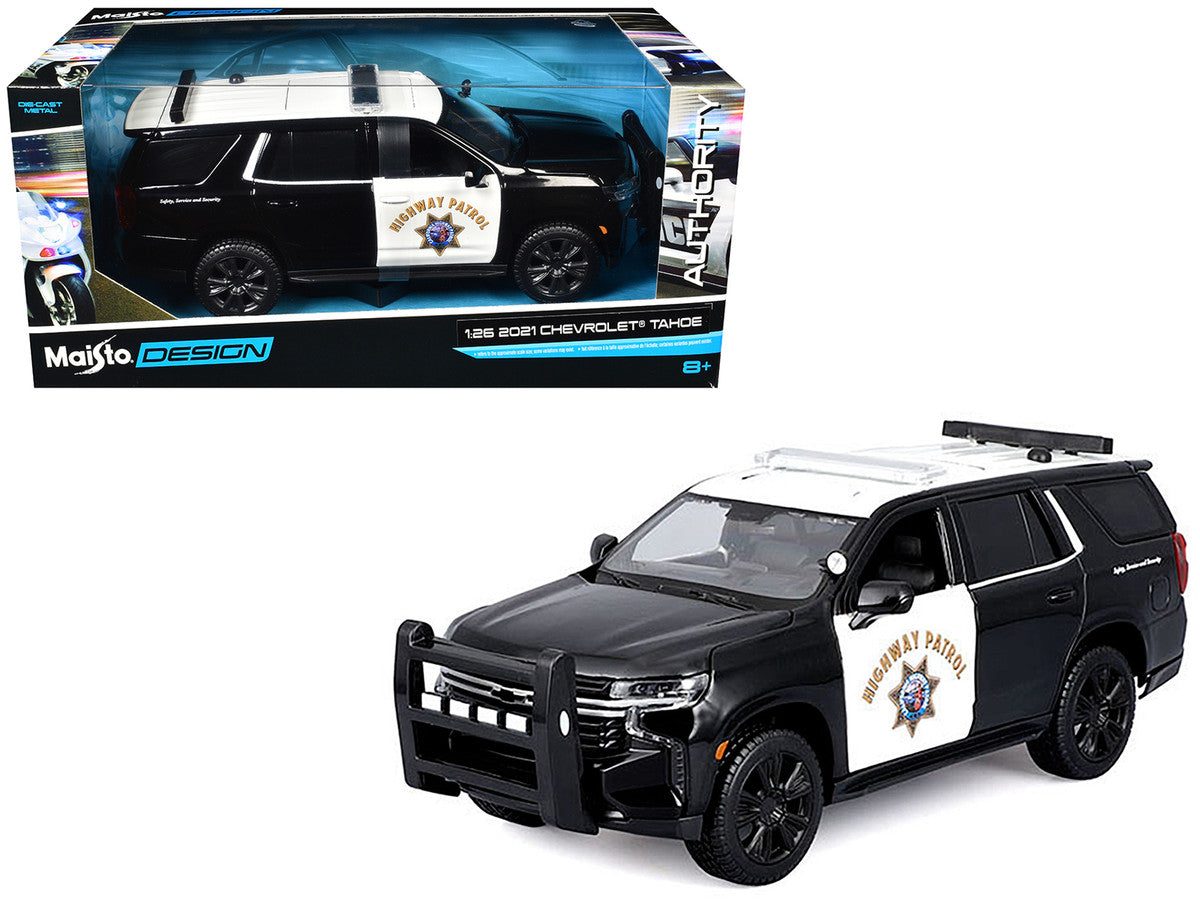 2021 Chevrolet Tahoe "California Highway Patrol" Black and White "Authority" "Maisto Design" Series 1/26 Diecast Model Car by Maisto-0