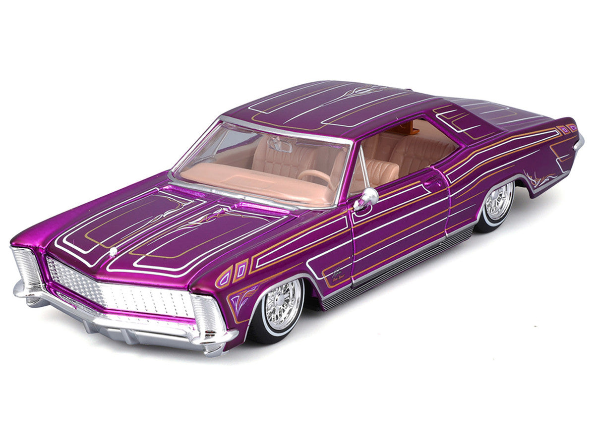 1965 Buick Riviera Lowrider Purple Metallic with Graphics "Lowriders" Series 1/26 Diecast Model Car by Maisto-1