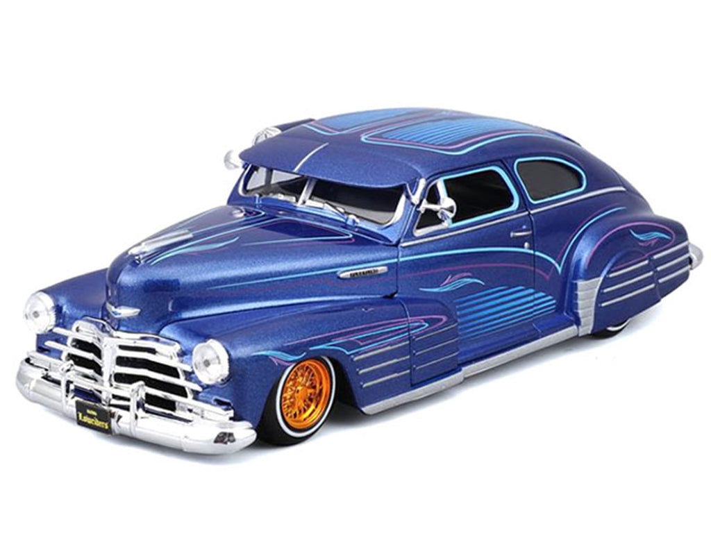 1948 Chevrolet Fleetline Lowrider Blue Metallic with Graphics "Maisto Design" Series 1/25 Diecast Model Car by Maisto-1