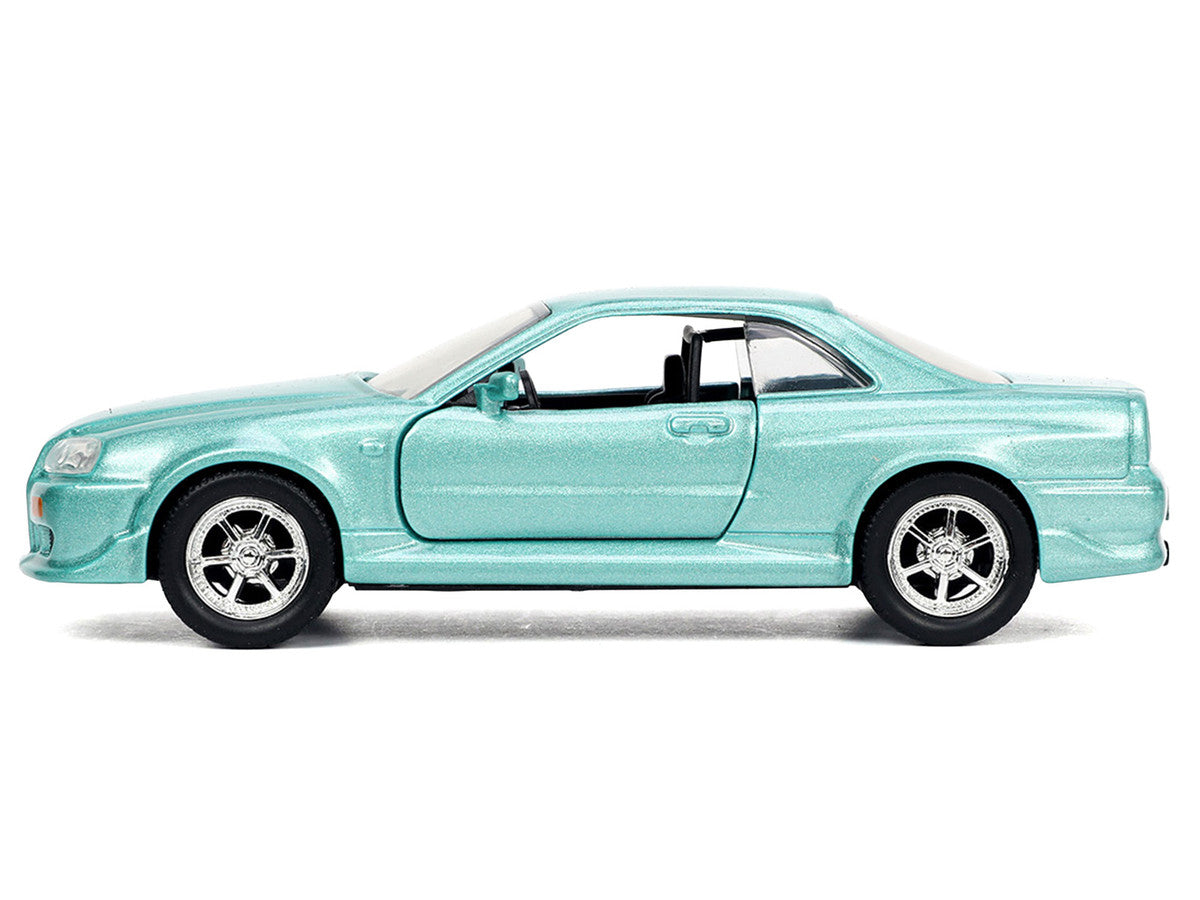 Brian's Nissan Skyline GT-R (BNR34) RHD (Right Hand Drive) Turquoise Metallic "Fast & Furious" Movie 1/32 Diecast Model Car by Jada-0