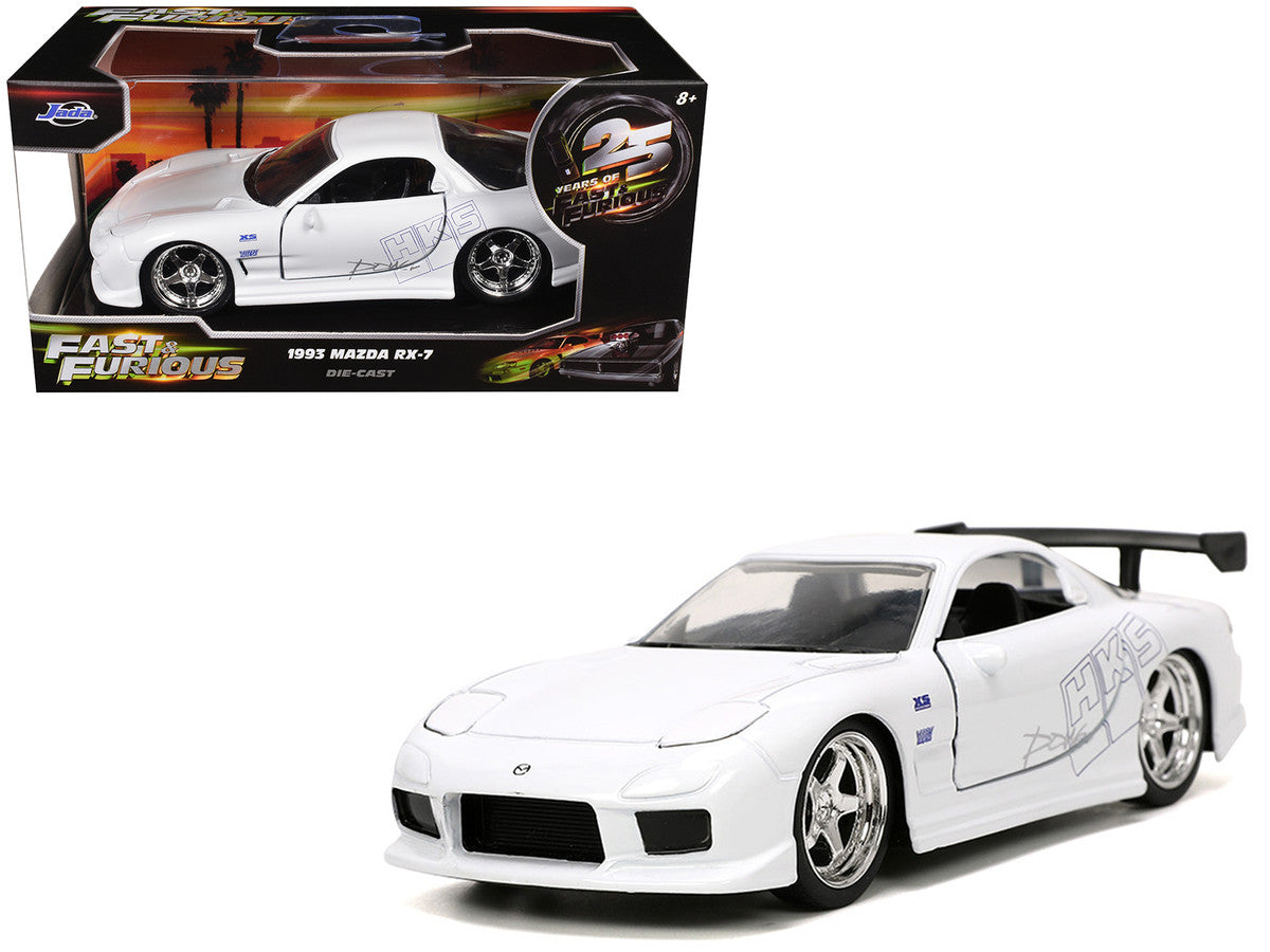 1993 Mazda RX-7 "HKS" White "The Fast and the Furious" (2001) Movie "25 Years of Fast & Furious" Series 1/32 Diecast Model Car by Jada-4
