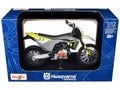 2023 Husqvarna 701 Supermoto Motorcycle Matt Black and Gray with Yellow and White Accents with Display Base 1/12 Diecast Model by Maisto-0