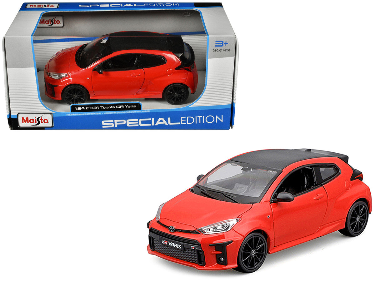 2021 Toyota GR Yaris Red with Carbon Top "Special Edition" Series 1/24 Diecast Model Car by Maisto-0