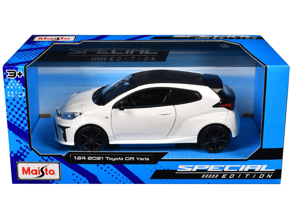2021 Toyota GR Yaris White with Carbon Top "Special Edition" Series 1/24 Diecast Model Car by Maisto-1