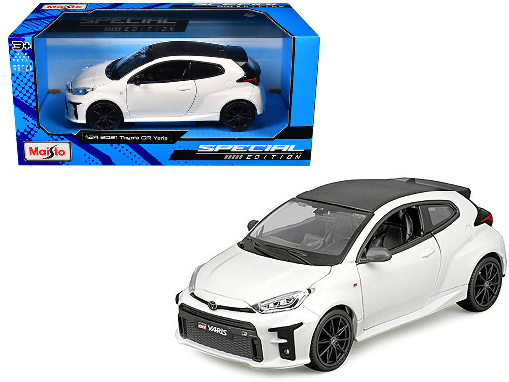 2021 Toyota GR Yaris White with Carbon Top "Special Edition" Series 1/24 Diecast Model Car by Maisto-2