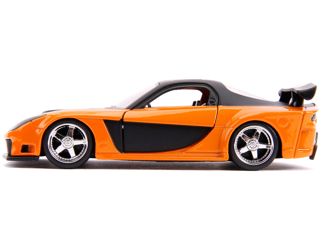 Han's Mazda RX-7 Orange Metallic and Matt Black and Toyota GR Supra Orange Metallic with Black Hood Set of 2 pieces "Fast & Furious" Series 1/32 Diecast Model Cars by Jada-2