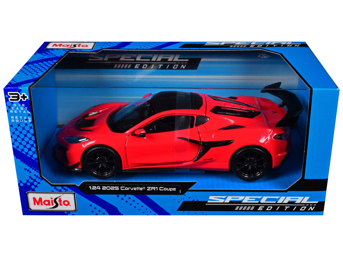 2025 Chevrolet Corvette ZR1 Coupe Red with Carbon Top "Special Edition" Series 1/24 Diecast Model Car by Maisto-0