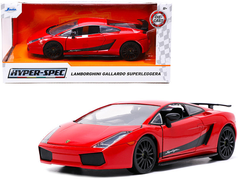 Lamborghini Gallardo Superleggera Red with Black Stripes "Hyper-Spec" Series 1/24 Diecast Model Car by Jada-0