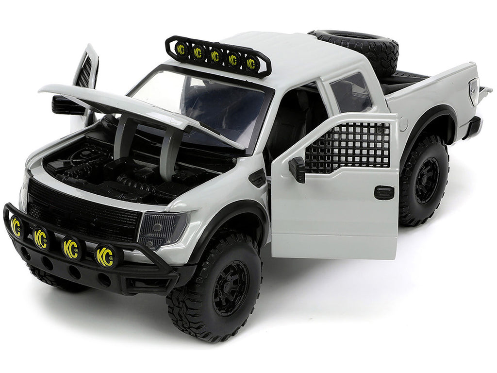 2011 Ford F-150 SVT Raptor Pickup Truck Light Gray with Extra Wheels "Just Trucks" Series 1/24 Diecast Model Car by Jada-3