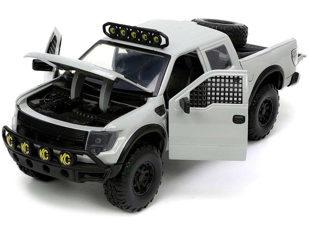 2011 Ford F-150 SVT Raptor Pickup Truck Light Gray with Extra Wheels "Just Trucks" Series 1/24 Diecast Model Car by Jada-3