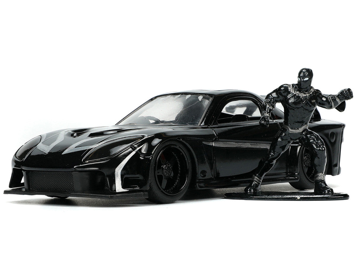 1995 Mazda RX-7 RHD (Right Hand Drive) Black and Black Panther Diecast Figure "The Avengers" "Hollywood Rides" Series 1/32 Diecast Model Car by Jada-4