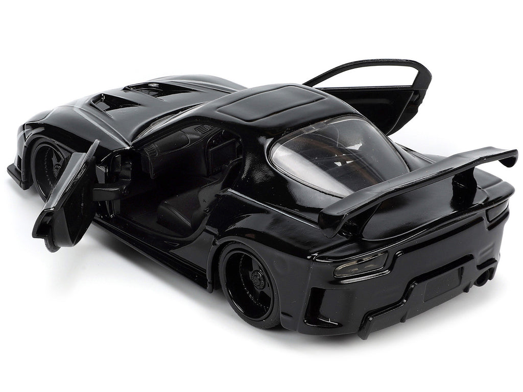 1995 Mazda RX-7 RHD (Right Hand Drive) Black and Black Panther Diecast Figure "The Avengers" "Hollywood Rides" Series 1/32 Diecast Model Car by Jada-2
