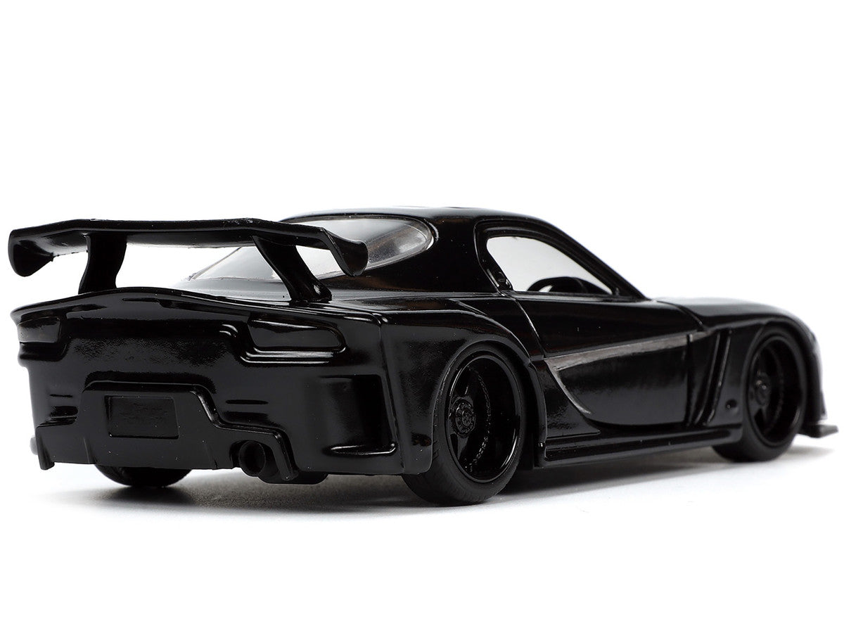 1995 Mazda RX-7 RHD (Right Hand Drive) Black and Black Panther Diecast Figure "The Avengers" "Hollywood Rides" Series 1/32 Diecast Model Car by Jada-3