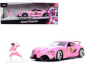 Toyota FT-1 Concept Pink Metallic and Pink Ranger Diecast Figurine "Power Rangers" "Hollywood Rides" Series 1/32 Diecast Model Car by Jada-0