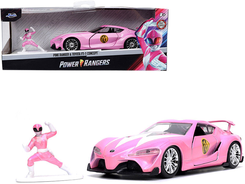 Toyota FT-1 Concept Pink Metallic and Pink Ranger Diecast Figurine "Power Rangers" "Hollywood Rides" Series 1/32 Diecast Model Car by Jada-0