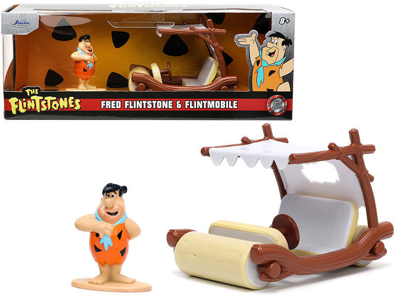 Flintmobile with Fred Flintstone Diecast Figurine "The Flintstones" "Hollywood Rides" Series 1/32 Diecast Model Car by Jada-0