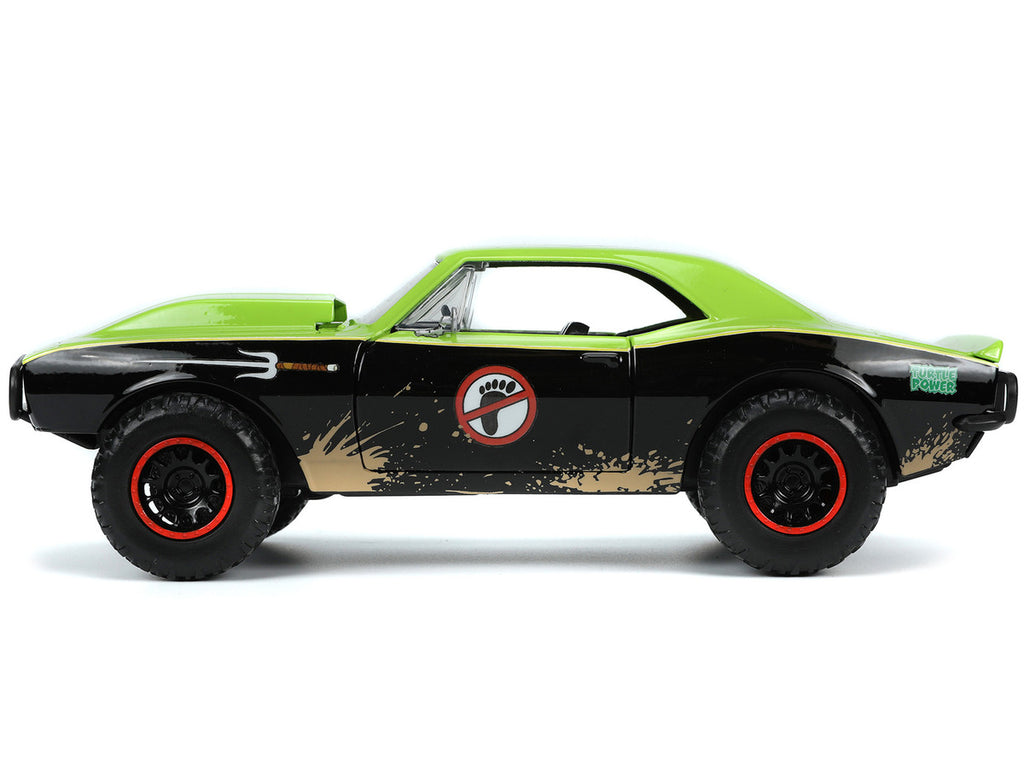 1967 Chevrolet Camaro Offroad Bright Green and Matt Black (Dirty Version) and Raphael Diecast Figure "Teenage Mutant Ninja Turtles" "Hollywood Rides" Series 1/24 Diecast Model Car by Jada-2