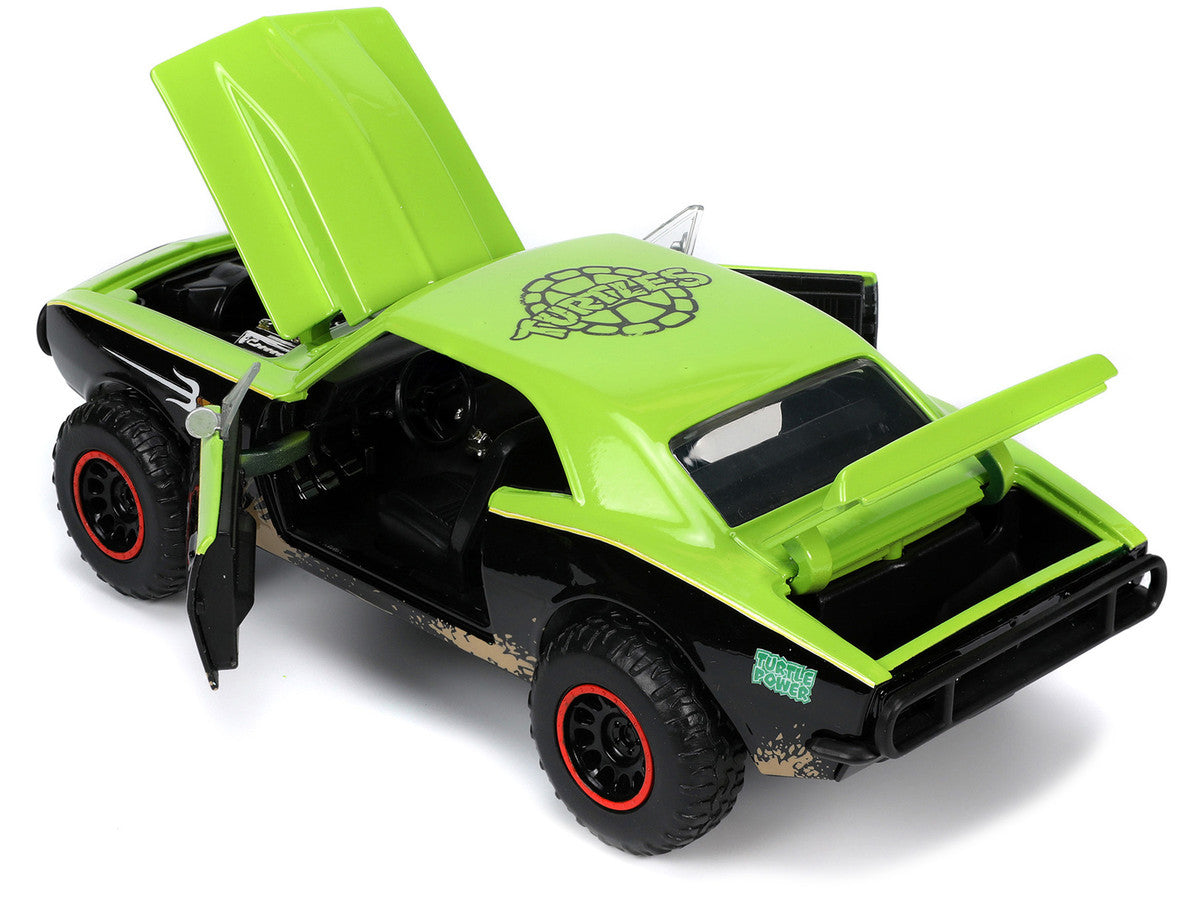 1967 Chevrolet Camaro Offroad Bright Green and Matt Black (Dirty Version) and Raphael Diecast Figure "Teenage Mutant Ninja Turtles" "Hollywood Rides" Series 1/24 Diecast Model Car by Jada-3
