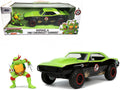 1967 Chevrolet Camaro Offroad Bright Green and Matt Black (Dirty Version) and Raphael Diecast Figure "Teenage Mutant Ninja Turtles" "Hollywood Rides" Series 1/24 Diecast Model Car by Jada-0