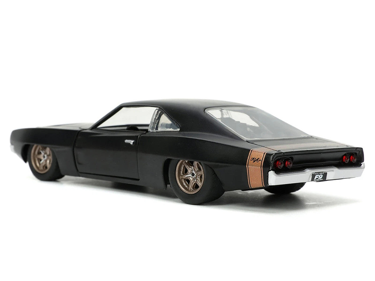 1968 Dodge Charger Widebody Matt Black with Bronze Tail Stripe "F9" (2021) Movie "25 Years of Fast & Furious" Series 1/32 Diecast Model Car by Jada-4