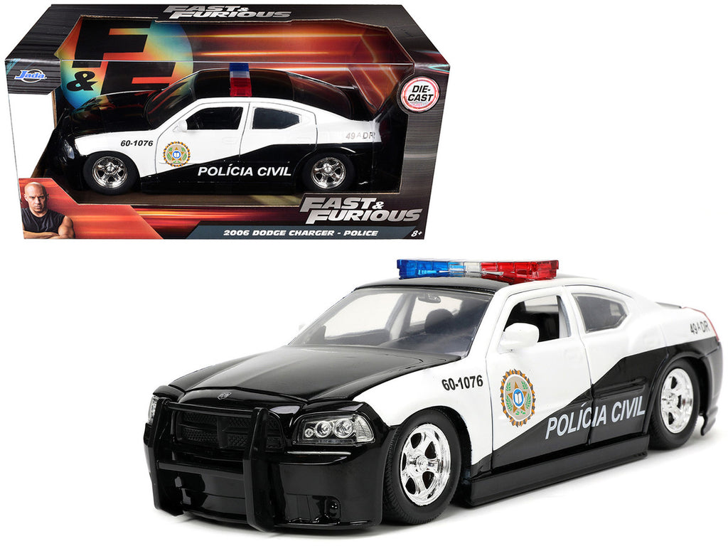 2006 Dodge Charger Police Black and White "Policia Civil" "Fast & Furious" Series 1/24 Diecast Model Car by Jada-4