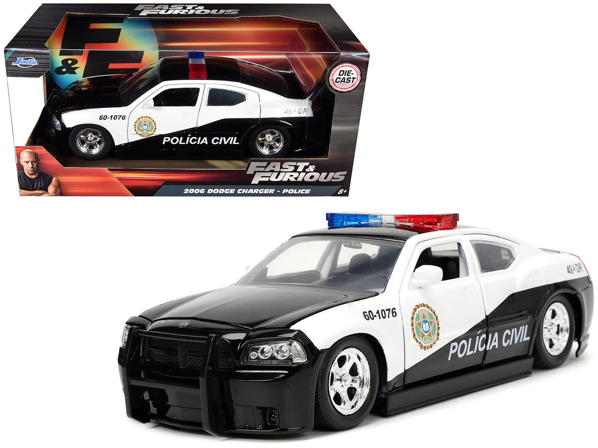 2006 Dodge Charger Police Black and White "Policia Civil" "Fast & Furious" Series 1/24 Diecast Model Car by Jada-4