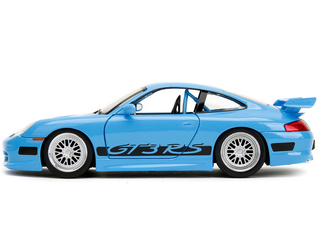 Porsche 911 GT3 RS Light Blue with Black Accents "Fast Five" (2011) Movie "25 Years of Fast & Furious" Series 1/24 Diecast Model Car by Jada-0