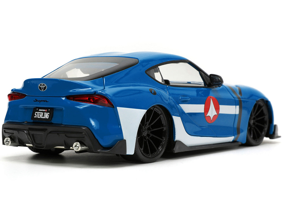 2020 Toyota Supra Blue with Graphics and Max Sterling Diecast Figurine "Robotech" "Hollywood Rides" Series 1/24 Diecast Model Car by Jada-4