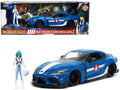 2020 Toyota Supra Blue with Graphics and Max Sterling Diecast Figurine "Robotech" "Hollywood Rides" Series 1/24 Diecast Model Car by Jada-0