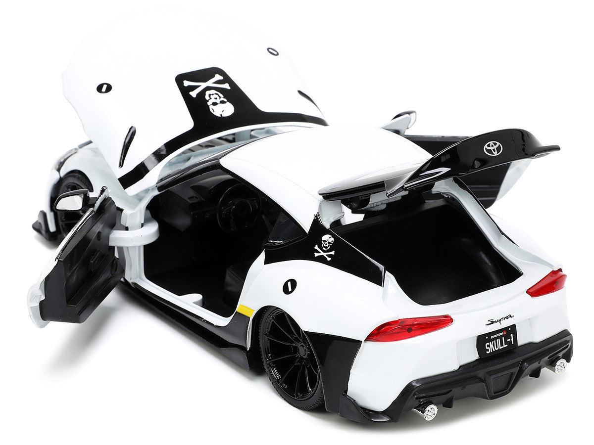 2020 Toyota Supra White and Roy Focker Diecast Figurine "Robotech" "Hollywood Rides" Series 1/24 Diecast Model Car by Jada-3