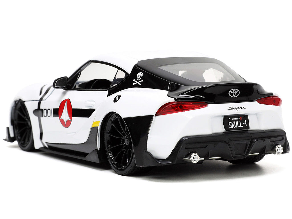 2020 Toyota Supra White and Roy Focker Diecast Figurine "Robotech" "Hollywood Rides" Series 1/24 Diecast Model Car by Jada-4