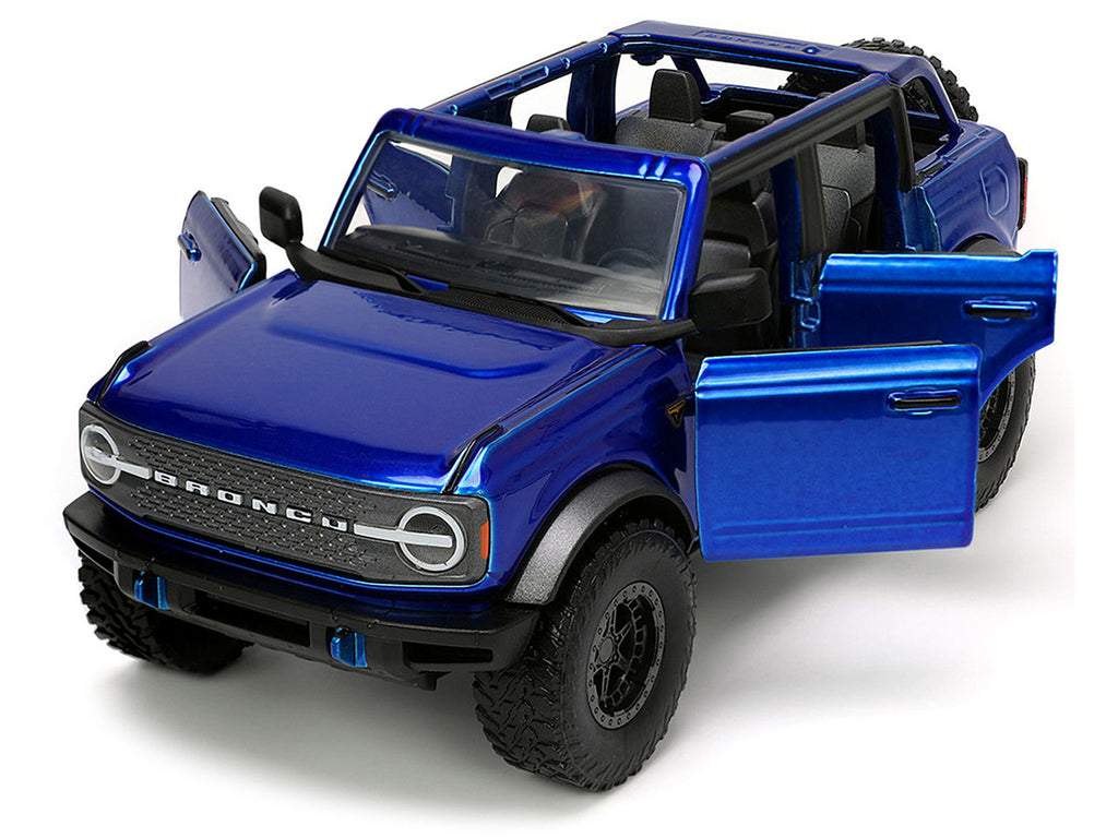 2021 Ford Bronco Open-Top Candy Blue Metallic with Extra Wheels "Just Trucks" Series 1/24 Diecast Model Car by Jada-2