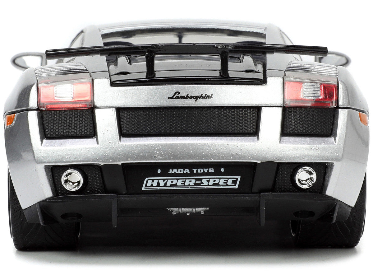 Lamborghini Gallardo Superleggera Silver Metallic with Yellow Stripes "Hyper-Spec" Series 1/24 Diecast Model Car by Jada-4