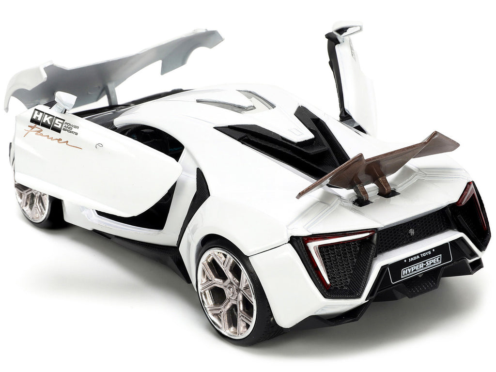 Lykan Hypersport White with Bronze Metallic Rear Spoiler "HKS" "Hyper-Spec" Series 1/24 Diecast Model Car by Jada-2