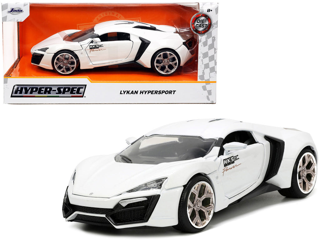 Lykan Hypersport White with Bronze Metallic Rear Spoiler "HKS" "Hyper-Spec" Series 1/24 Diecast Model Car by Jada-0