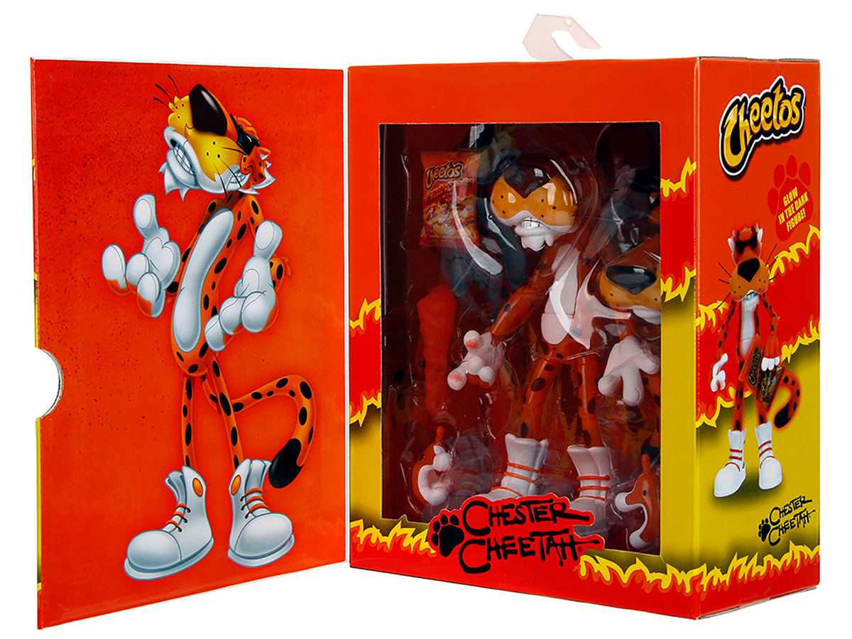 Chester Cheetah 5.5" Glow-in-the-Dark Figure with Accessories and Alternate Head and Hands "Flamin' Hot Cheetos Crunchy" Model by Jada-1