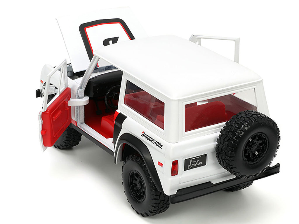 1973 Ford Bronco #008 White with Red and Black Stripes and Red Interior with Extra Wheels "Just Trucks" Series 1/24 Diecast Model Car by Jada-3