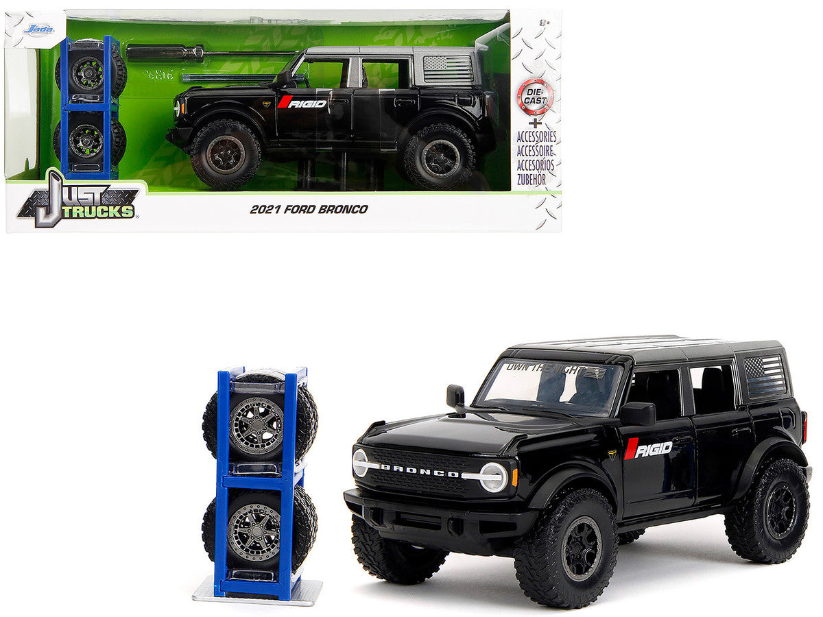 2021 Ford Bronco Badlands Black "Rigid" with Extra Wheels "Just Trucks" Series 1/24 Diecast Model Car by Jada-0