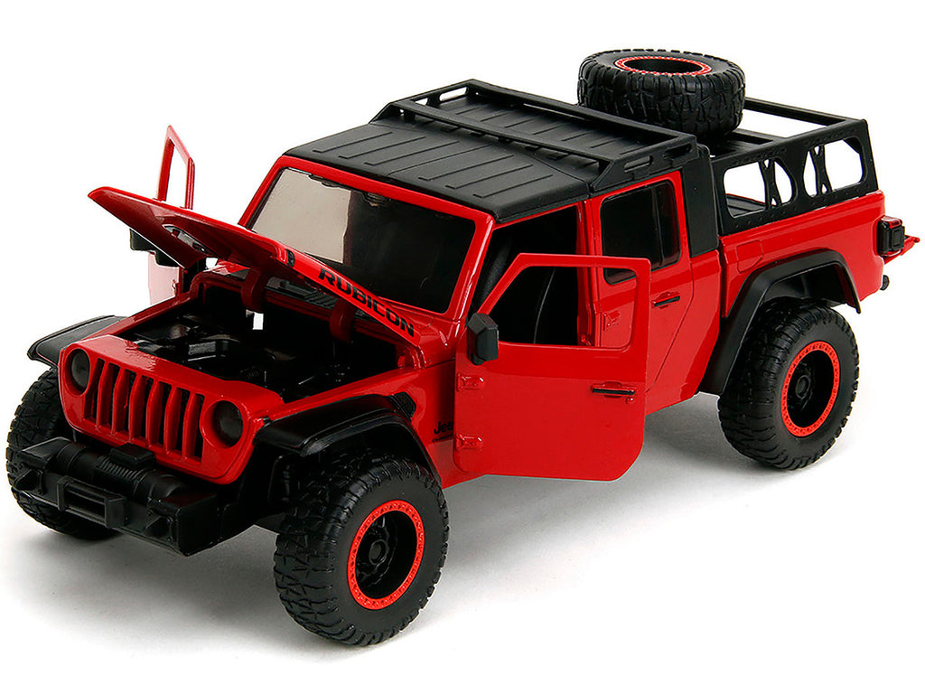 2020 Jeep Gladiator Rubicon Pickup Truck Red with Black Top and Extra Wheels "Just Trucks" Series 1/24 Diecast Model Car by Jada-3