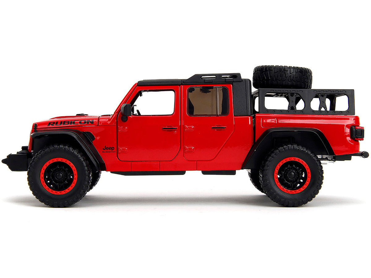 2020 Jeep Gladiator Rubicon Pickup Truck Red with Black Top and Extra Wheels "Just Trucks" Series 1/24 Diecast Model Car by Jada-0