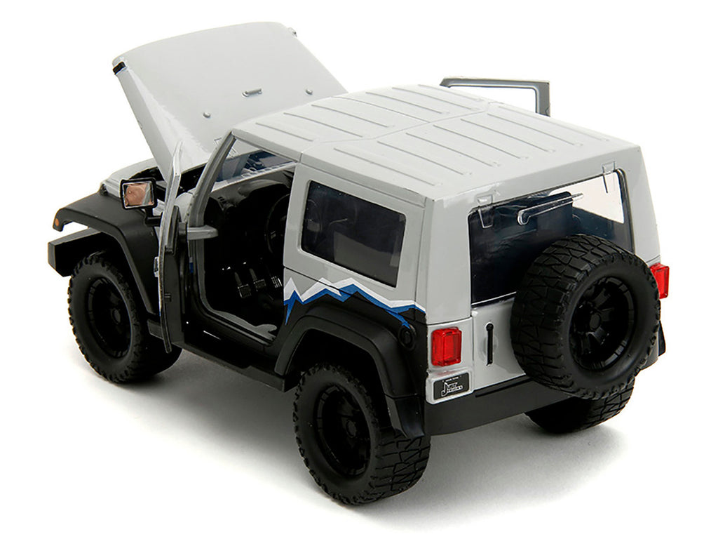 2007 Jeep Wrangler Gray and Black with Blue and White Stripes with Extra Wheels "Just Trucks" Series 1/24 Diecast Model Car by Jada-3