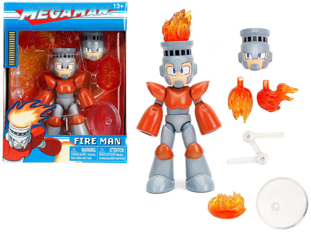 Fire Man 5.5" Moveable Figure with Accessories and Alternate Head and Hands "Mega Man" (1987) Video Game model by Jada-0
